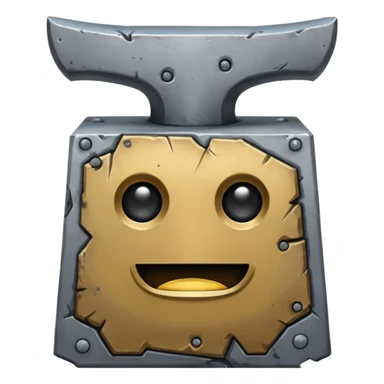 Iron anvil with face sticker