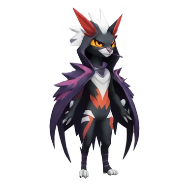 Cool Anthro Black Absol-Noivern-Quilava-Litten-Pokémon with edgy stripes hoodie spiked collar punk Full Body sticker