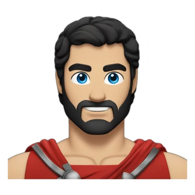 The Spartan Leonidas. Muscly physique. Wearing a red cape. Masculin. Black hair. Blue eyes. sticker