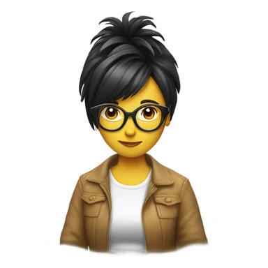 Chica leyendo con flequillo y gafas  sticker