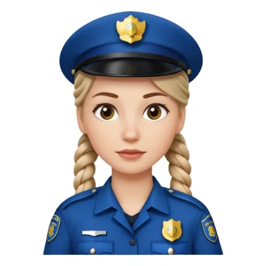 white woman, braided hair, wear police's uniform sticker