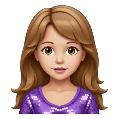 Linda Blair with long light brown hair,  light lavender sequin outfit  sticker