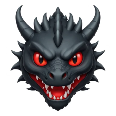 iOS sticker, dark fantasy, dragon head, black skin, red eyes, red mouth, minimal, flat sticker