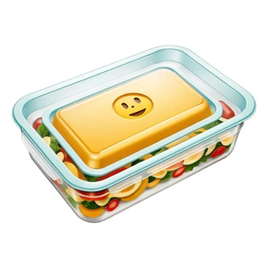 vacuum sealed food tray with visible food inside, simple, clear sticker