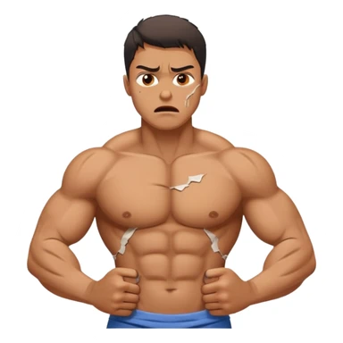 Strong man with in pain emotions and broken body  sticker