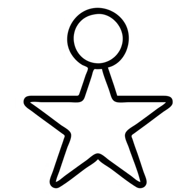 yellow star with an orange circle on top, outlined, bold lines sticker