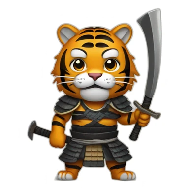 Tiger samurai holding axe sticker