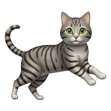 Gray tabby cat with green eyes prancing sticker