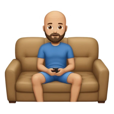 Bald man with beard sitting alone on a couch sticker