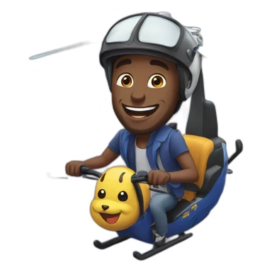 Kobe laughed while riding a helicopter sticker