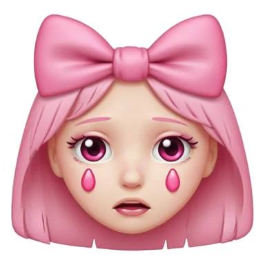 heart eyes emoji but crying pink bow tears sticker