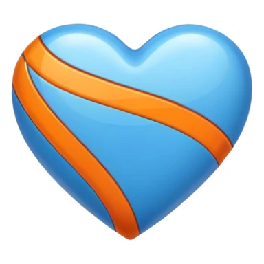 Glossy blue heart with straight orange athletic stripes going down the side sticker