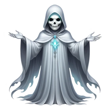 Full body, Cinematic and Ultra realistic 32k HD hauntingly beautiful specter with Balanced features, highly detailed, glowing with silver light, high shine, remembrance, a painting of white silver, fanciful, enchanting. The image is so lifelike it could leap off the canvas at any moment sticker