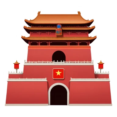 Tiananmen Gate simple cartoonish emoji style Chinese building with red walls sticker