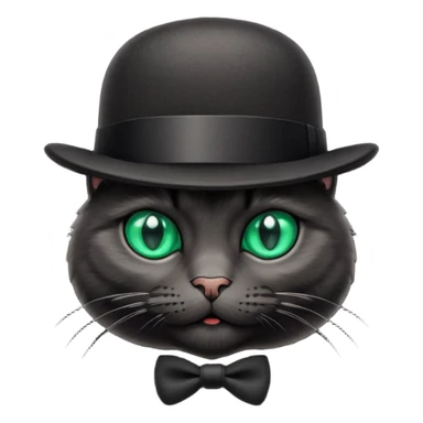 animal : chat noir avec chapeau melon sticker