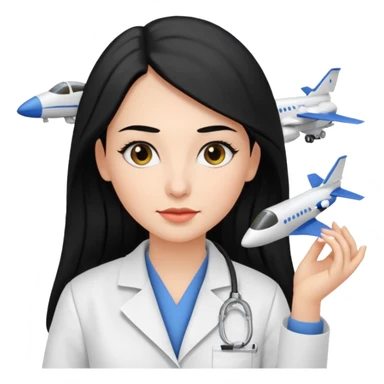 Femme cheveux long noir travaille dans le domaine de l'aéronautique sourcils fournis sticker