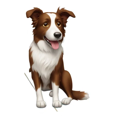 Brown border collie on surfboard sticker