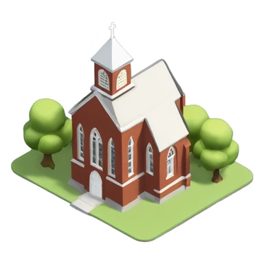 isometric curved redbrick single story Anglican church sticker