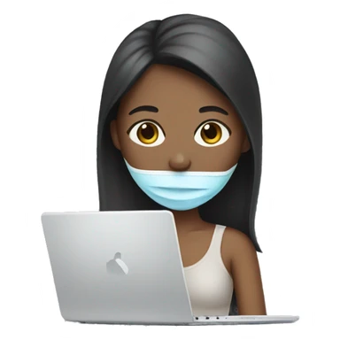 girl with a spa mask on her face with a laptop sticker