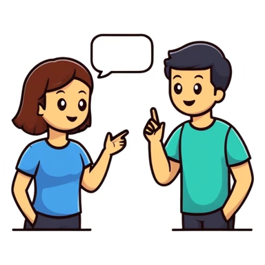 young man and woman talking sticker