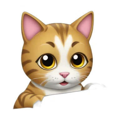 cute cat writing on a laptop sticker