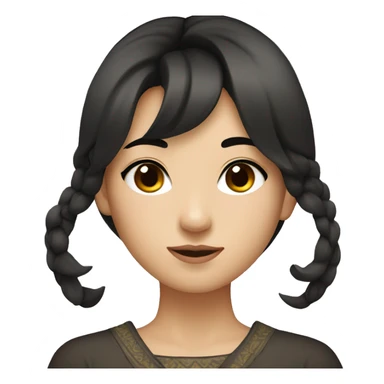 wasian girl with dark brown hair and eyeliner from head to chest sticker