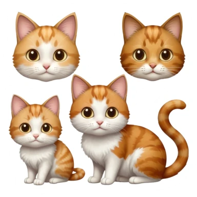 3 small cats different colours including brown tabby and white, light patchy calico, and ginger and white sticker