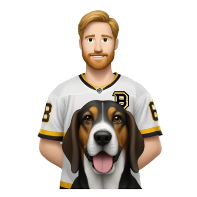 #28 player on the boston bruins white male with beard next to basset hound dog sticker