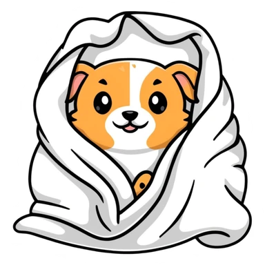 adorable puppy wrapped in a soft blanket sticker