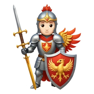 Knight with shield and sword.  Shield has a phoenix on it sticker