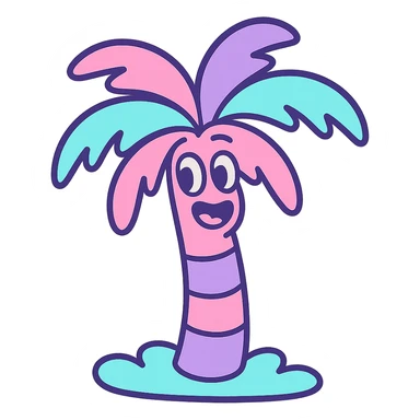 vaporwave style palm tree, pastel colors sticker