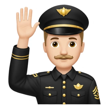 A white man with a small mustache raising one hand straight out like a Sieg Hail salute in Black SS uniform. The arm must be straight out with no bend in the elbow sticker