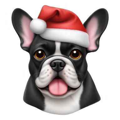 French bulldog with Santa hat sticker