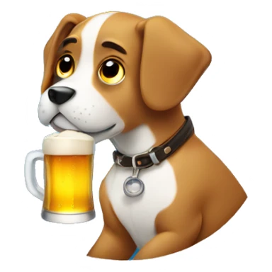 Dog drinking beer sticker