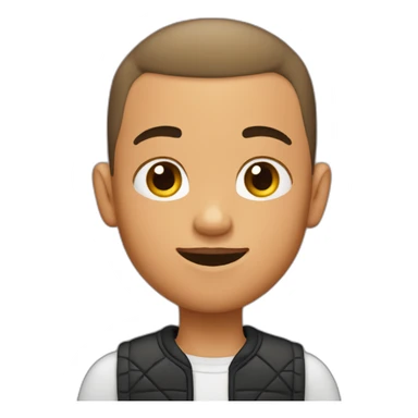 Boy with buzz cut hair and a goatee sticker