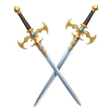 Two Golden royal swords with gold blades and gold handel sticker