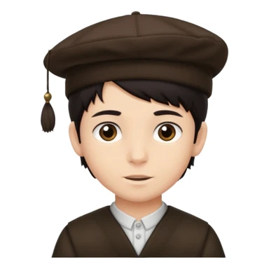 young boy dark hair with yalmulke on sticker