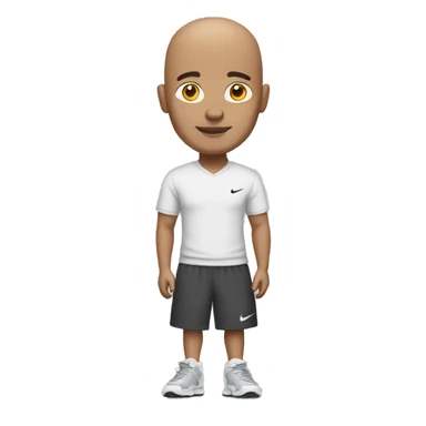 Bald guy with nike shoes in front of him sticker