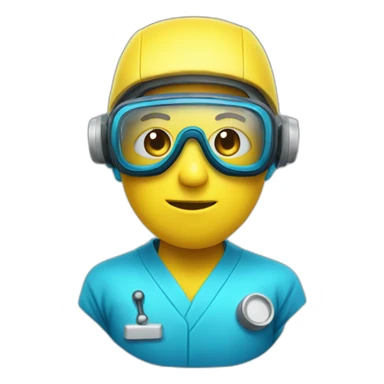 Scientist in blue hazmat sticker