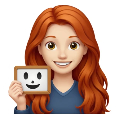Long haired redhead holding a LURK sign sticker