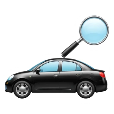 car silhouette with a magnifying glass above it sticker