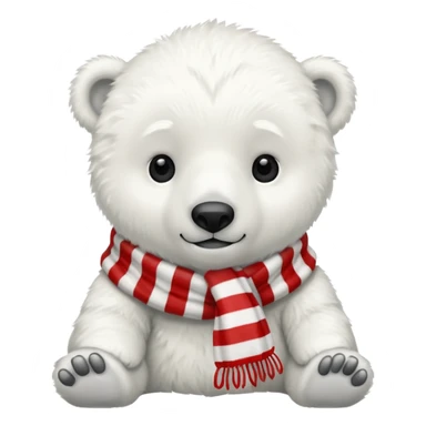 baby polar bear with red stripes scarf  sticker