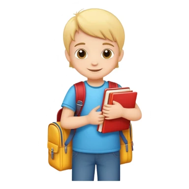 child packing a school bag with books and supplies, cheerful and organized sticker