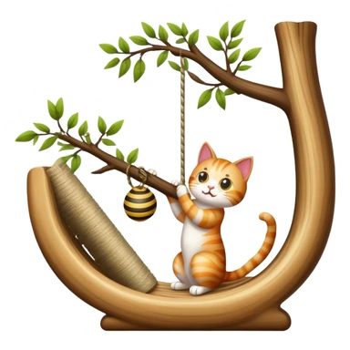 Cat playing with tree scratcher sticker