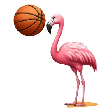 Flamingo playing basketball  sticker