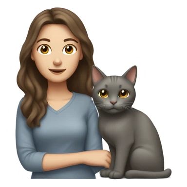 Woman with brown hair with her favourite grey cat sticker