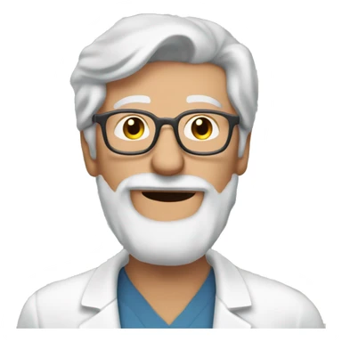 Gray haired man in his 60s no glasses no beard white hair picking up medicine at the pharmacy sticker