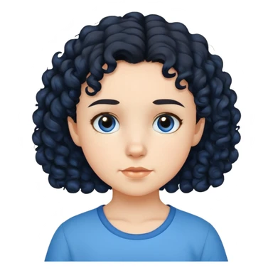 bé gái 10 tuổi, da trắng, tóc ngắn, xoăn, màu đen, áo màu xanh  sticker