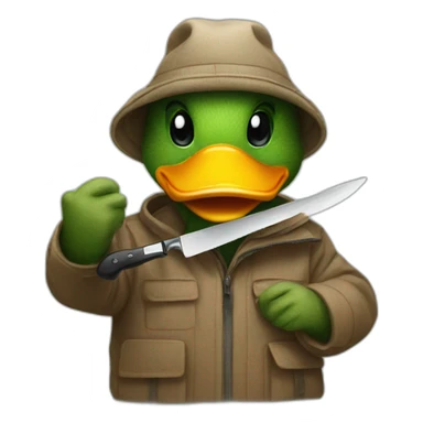 Duck holds a knife in his mouth sticker