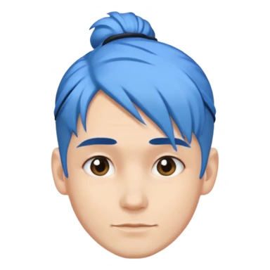 a man with blue one bun hair sticker